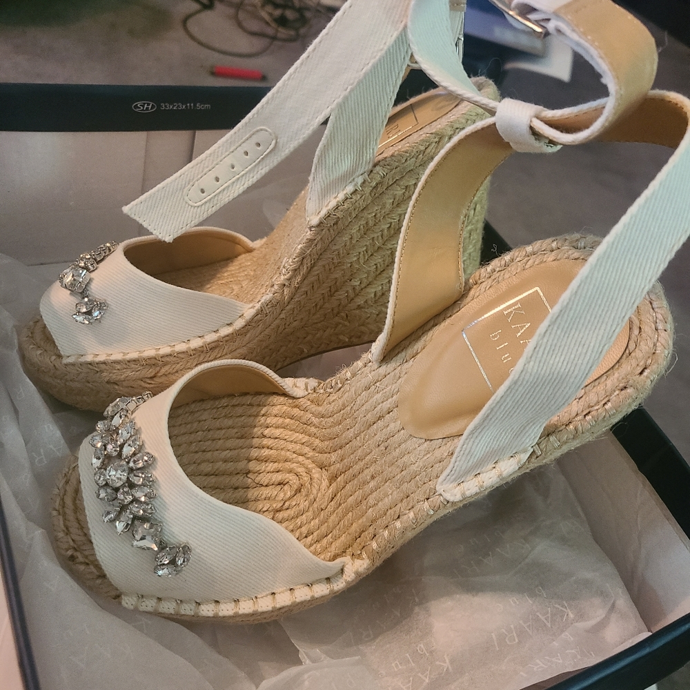 White demium womens wedge heels 8.5